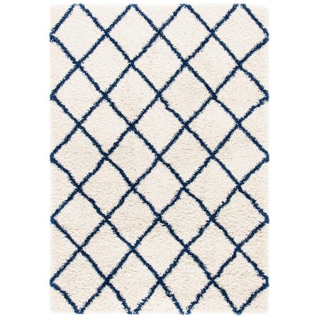 Safavieh 8 x 10 ft. Hudson Shag Contemporary Rectangle Power Loomed Rug; Ivory & Navy SGH222E-8